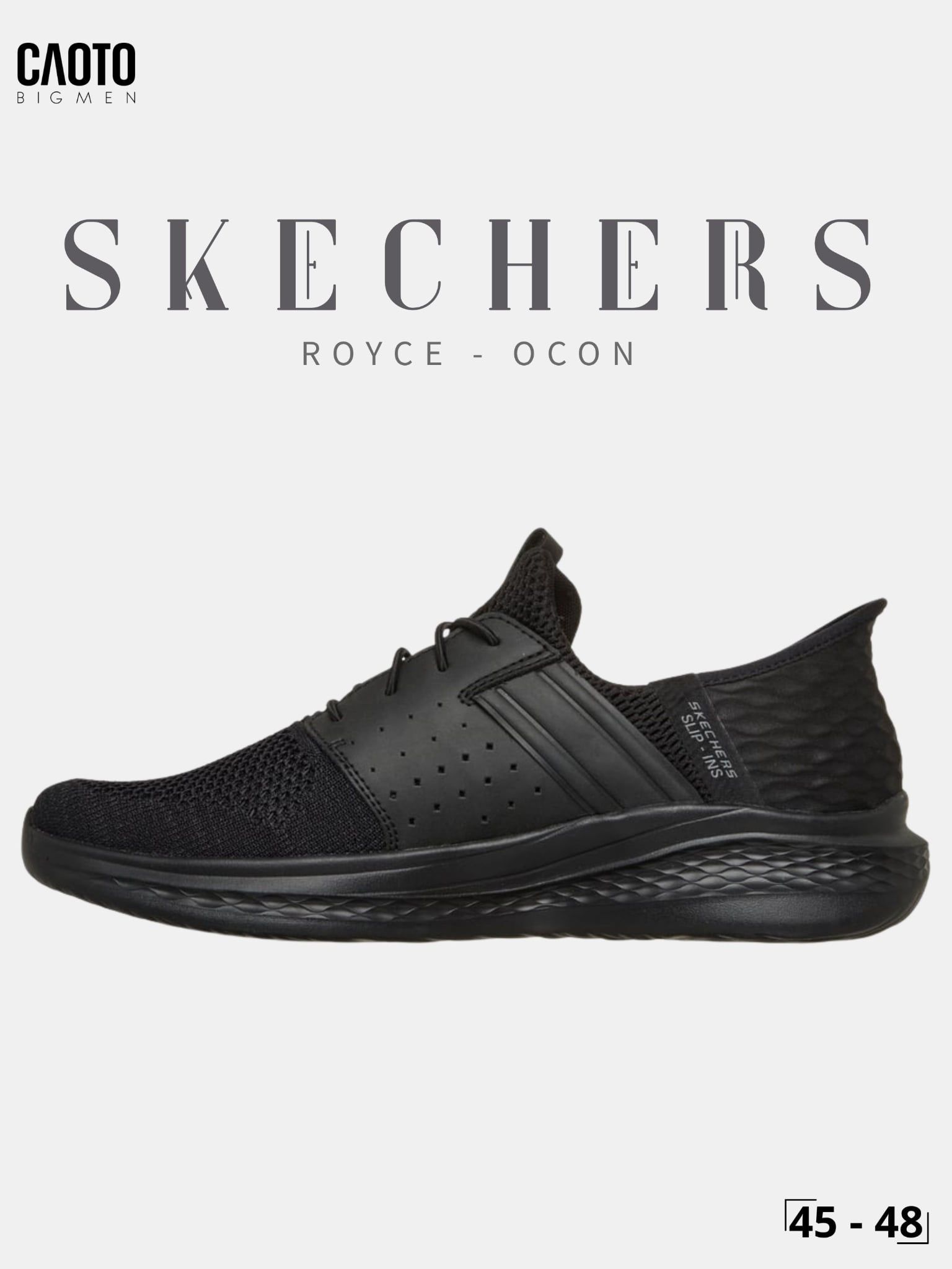  Giày Nam Big Size Skechers Slade Royce Ocon Đen Size 45 - 48 