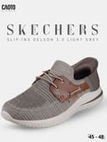 Giày Sneaker Nam Big Size Skecher Slip-ins Delson 3.0 - Canvas Casual Light Grey Size 45–50 