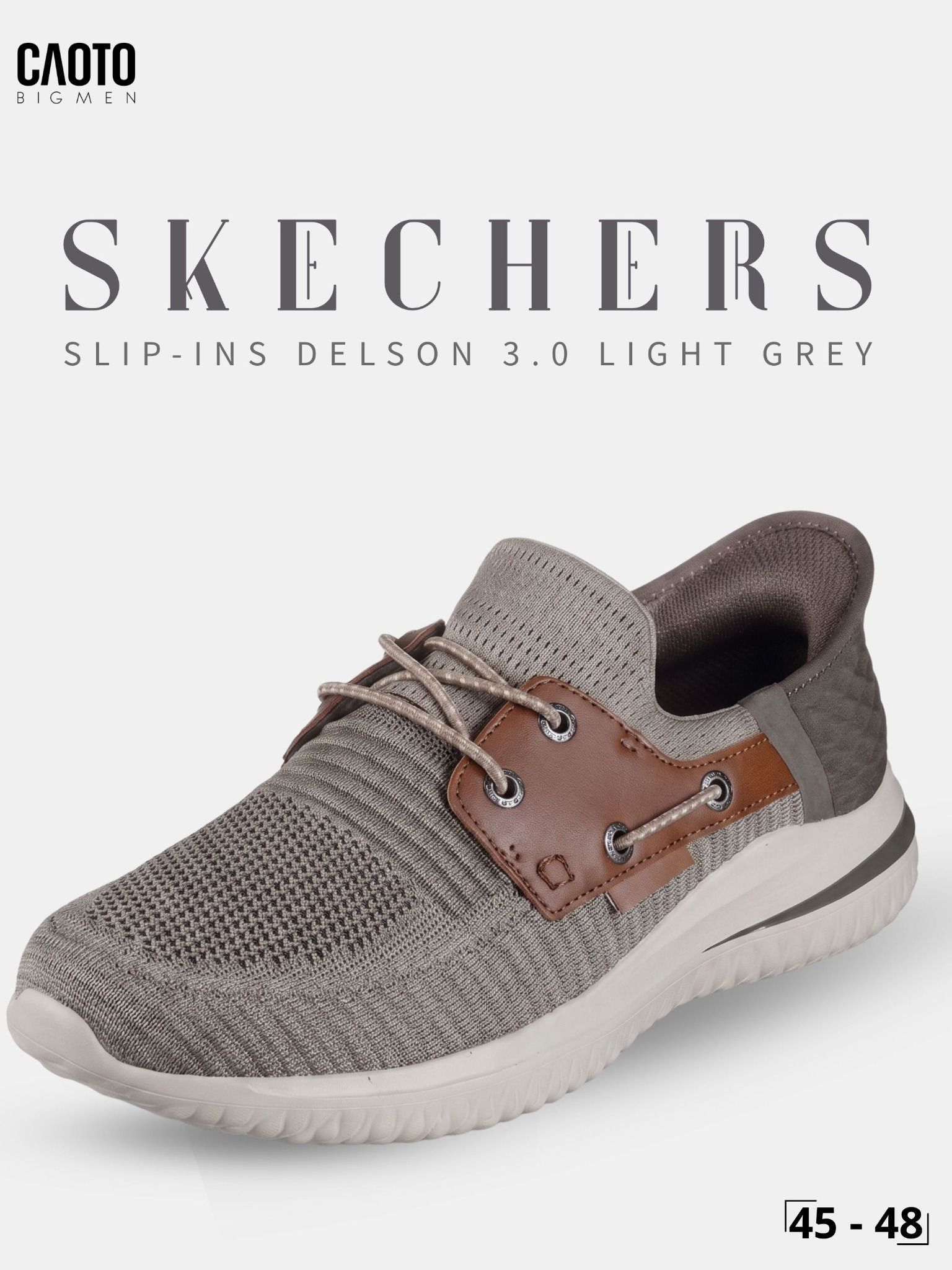  Giày Sneaker Nam Big Size Skecher Slip-ins Delson 3.0 - Canvas Casual Light Grey Size 45–50 