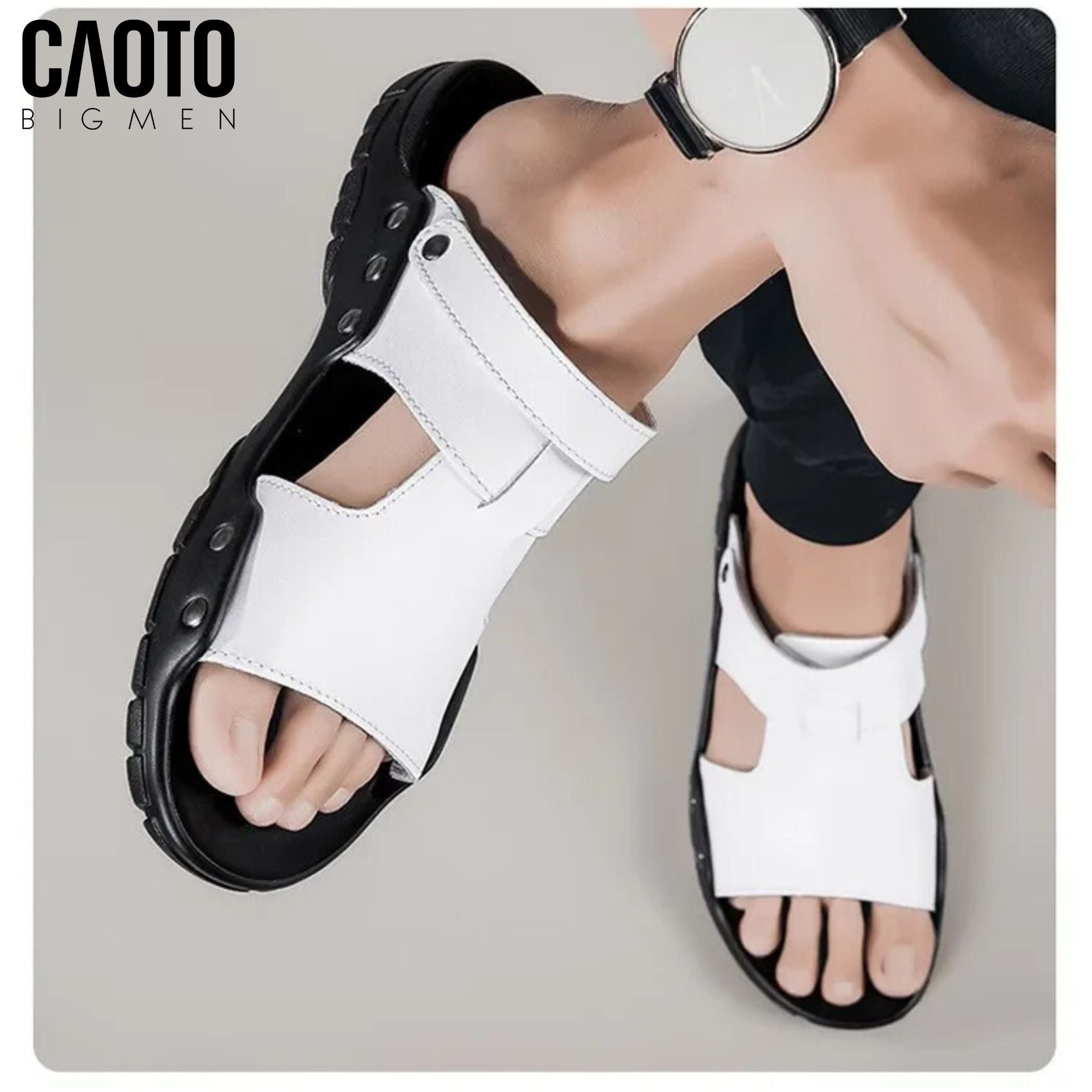  Giày Sandal Nam Big Size Strider White Đế Chống Trượt Bền Chắc Size 45-52 