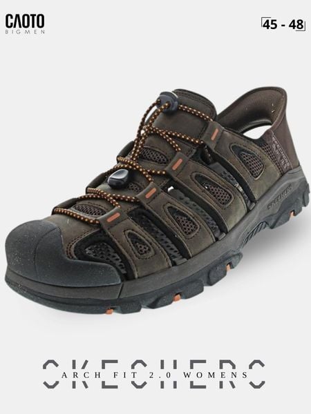 sandal nam big size Skecher Arch Fit 2.0 màu nâu dép nam cỡ lớn size 45 48