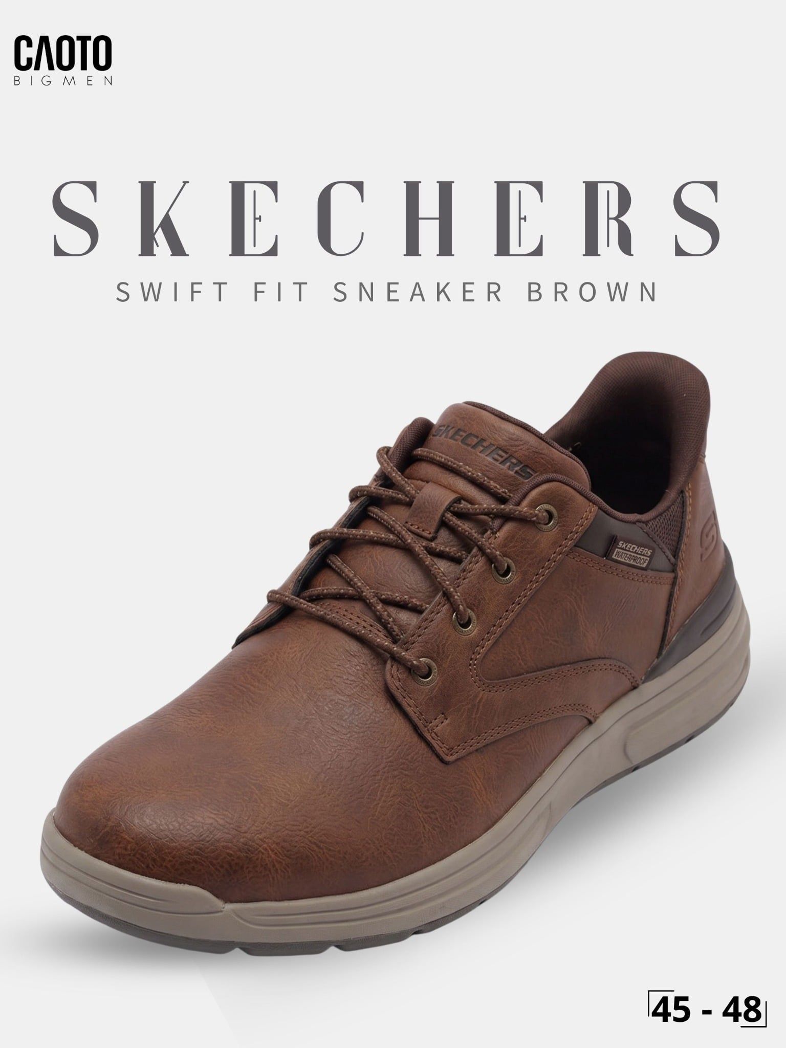 Giày Sneaker Nam Big Size Skecher Swift Fit Canvas Casual Brown Size 45–50 