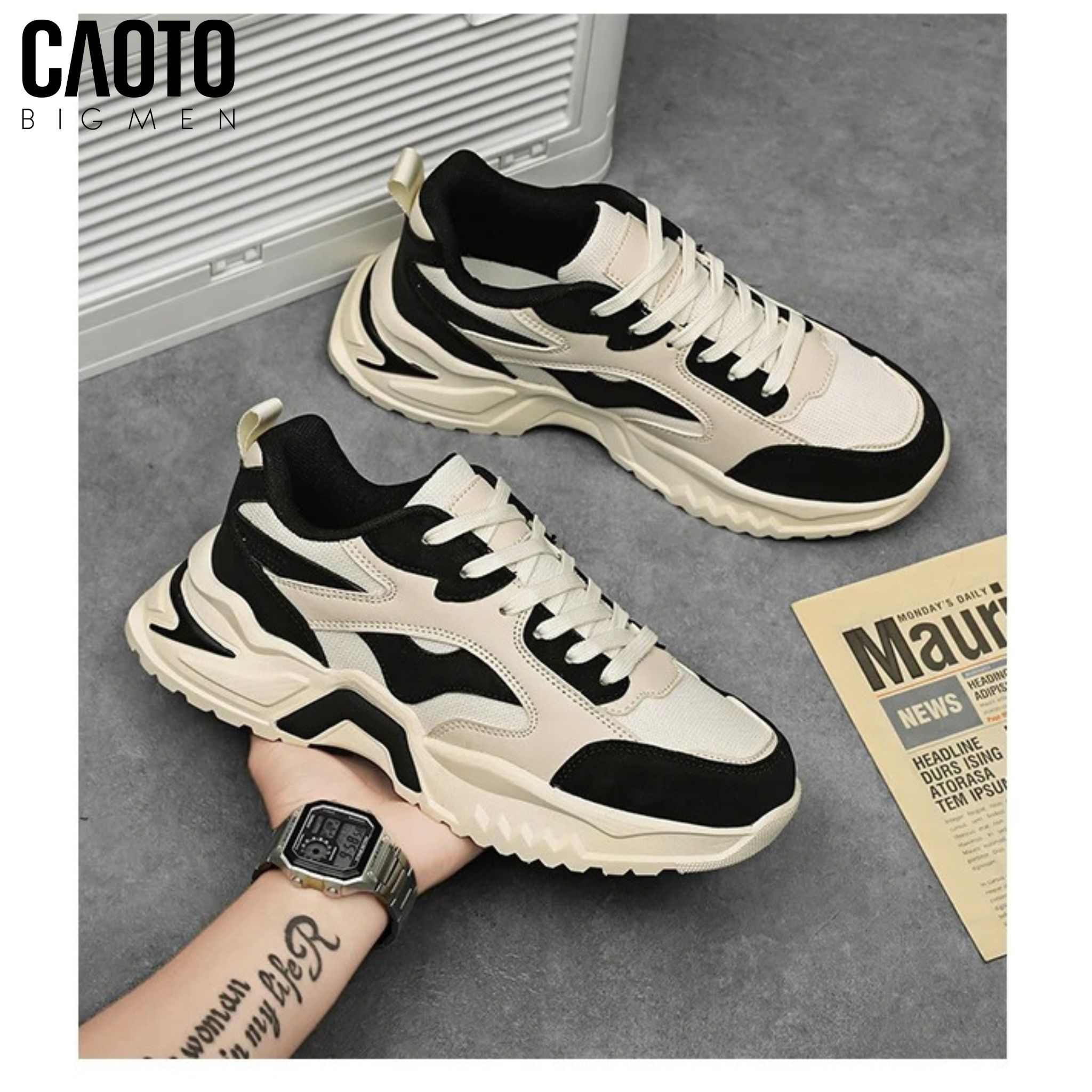  Giày Sneaker Nam Big Size Crusher Cream Black Êm Ái Cá Tính Size 45-47 