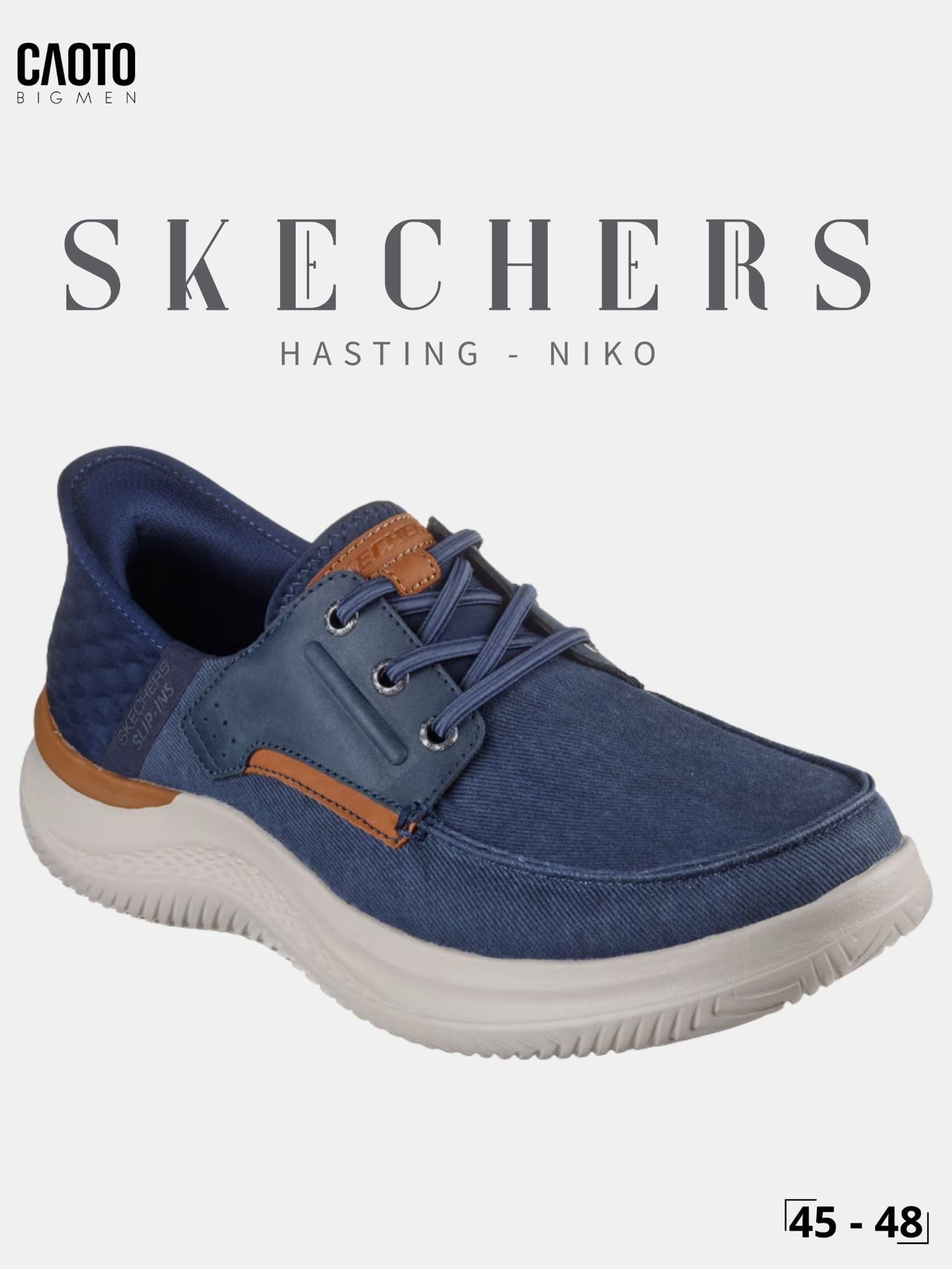  Giày Lười Nam Big Size Skechers Slip-ins Hasting Niko Navy Êm Chân Size 45 - 48 