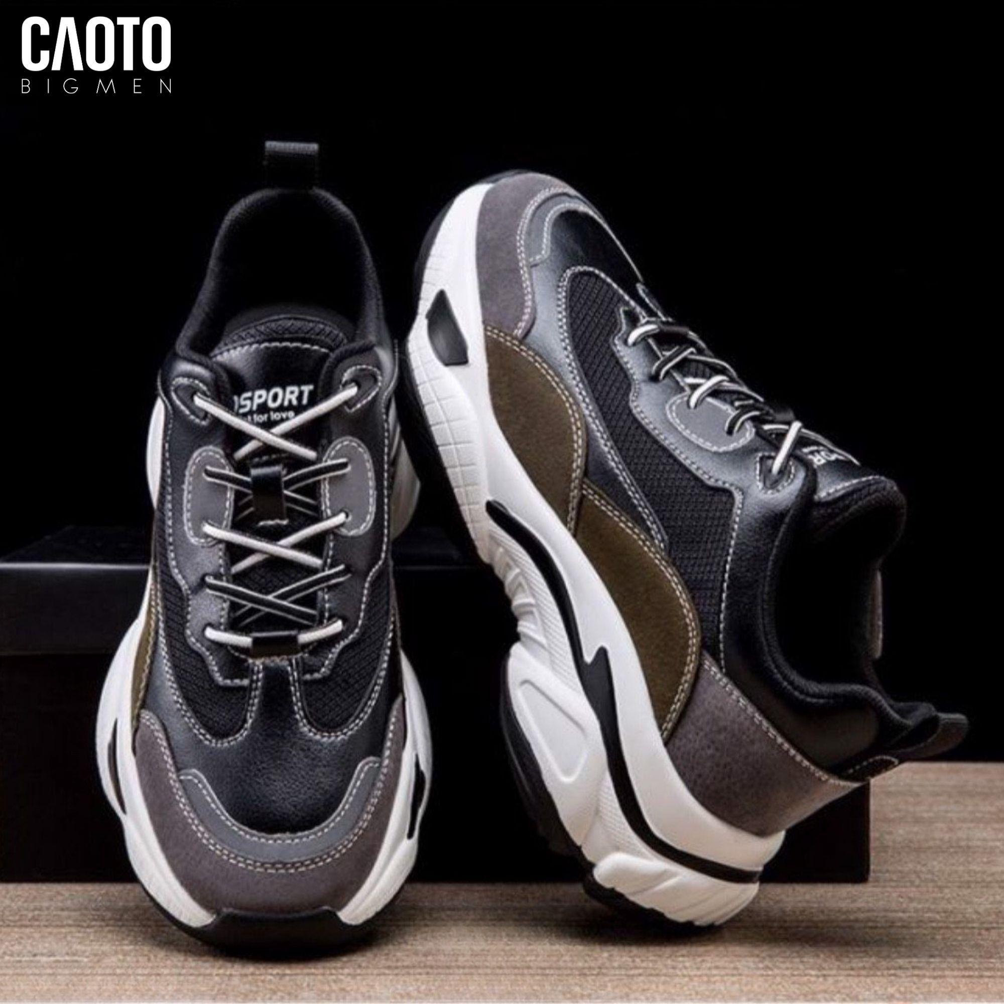  Giày Thể Thao Nam Big Size SO-Sport Black – Sneaker Chunky, Size 45–48 