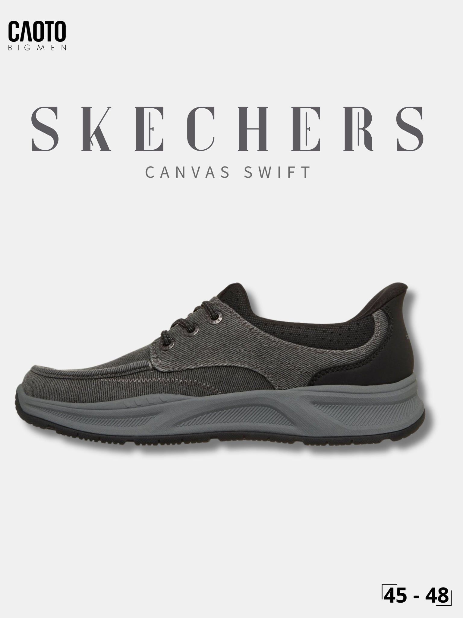  Giày Sneaker Nam Big Size Skechers Canvas Swift Fit Low Black Êm Chân Size 45 - 48 