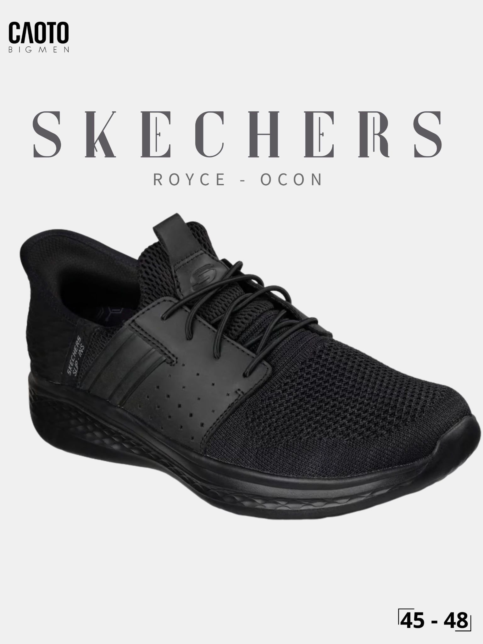  Giày Nam Big Size Skechers Slade Royce Ocon Đen Size 45 - 48 