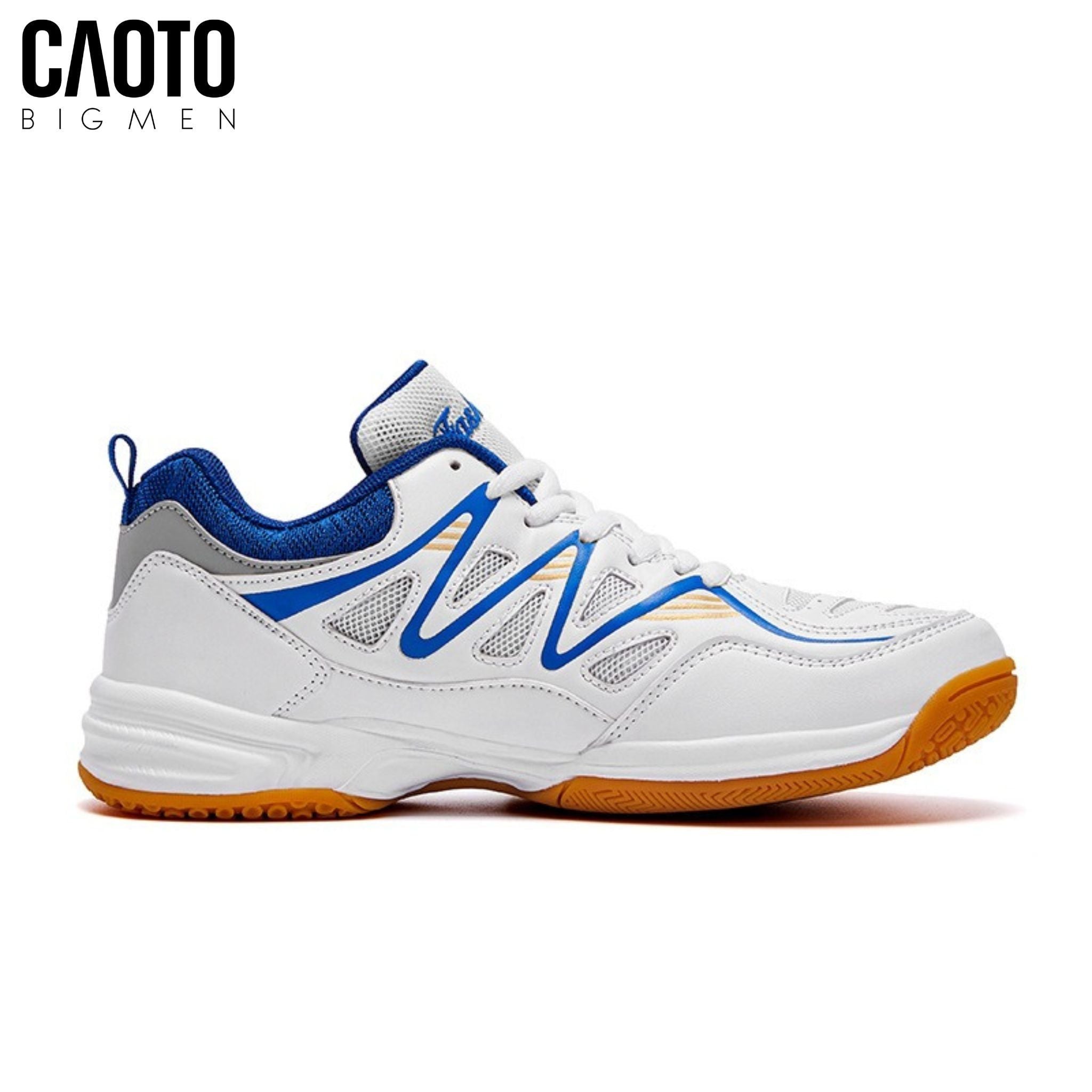  Giày Cầu Lông Nam Big Size Smash White Blue Đế Bám Sân Chắc Chắn Size 45-48 