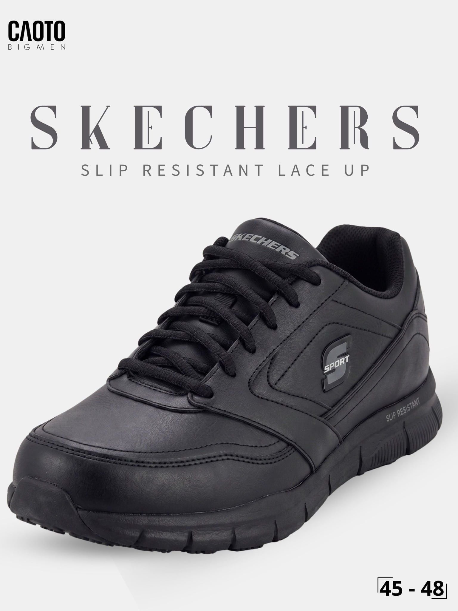  Giày Sneaker Nam Big Size Skecher Slip Resistant Lace up Canvas Casual Black Size 45–50 