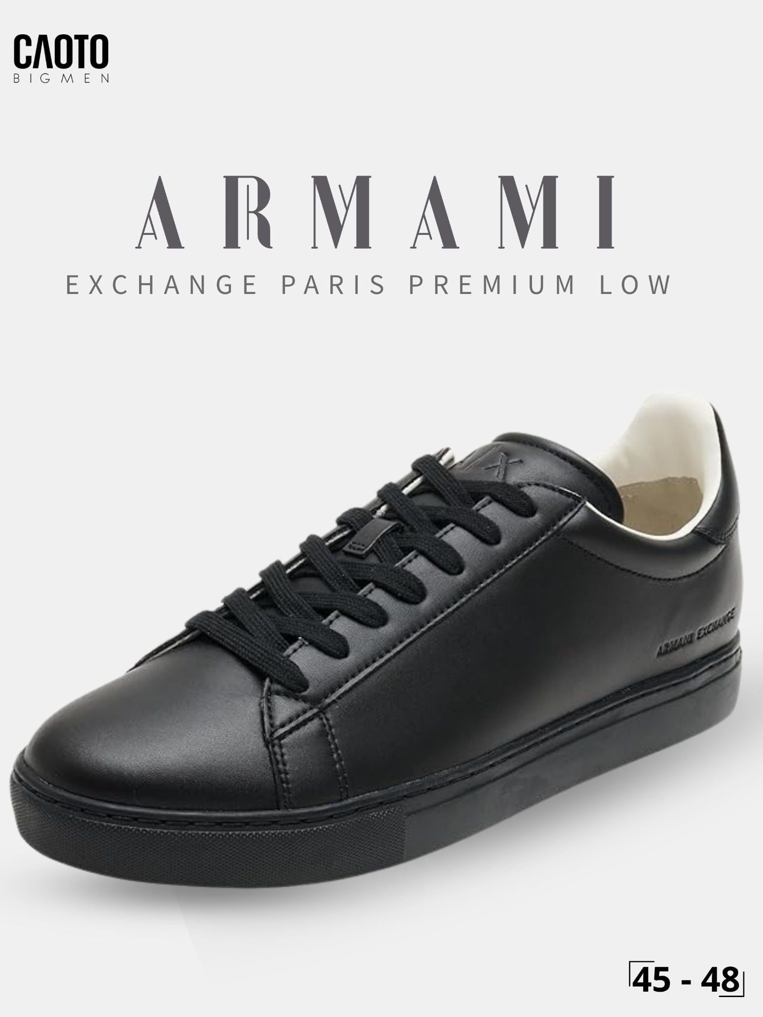  Giày Sneaker Nam Big Size Armami Exchange Paris Premium Low Black Thời Trang Phong Cách Size 45 - 48 