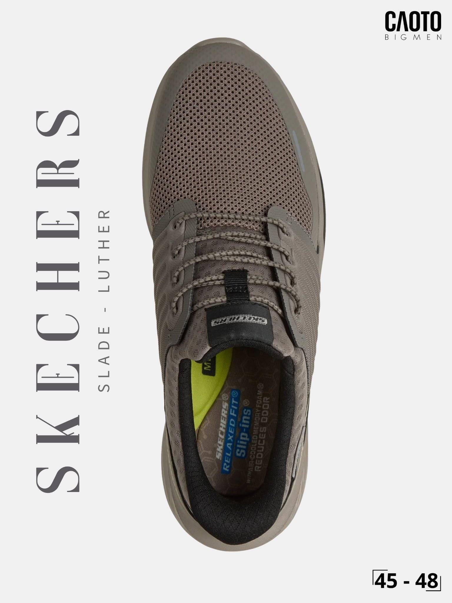  Giày Sneaker Nam Big Size Skechers Slip-ins Relaxed Fit Slade Luther Cement Êm Chân Size 45 - 48 