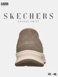  Giày Sneaker Nam Big Size Skechers Canvas Swift Fit Low Taupe Nâu Xám Êm Chân Size 45 - 48 
