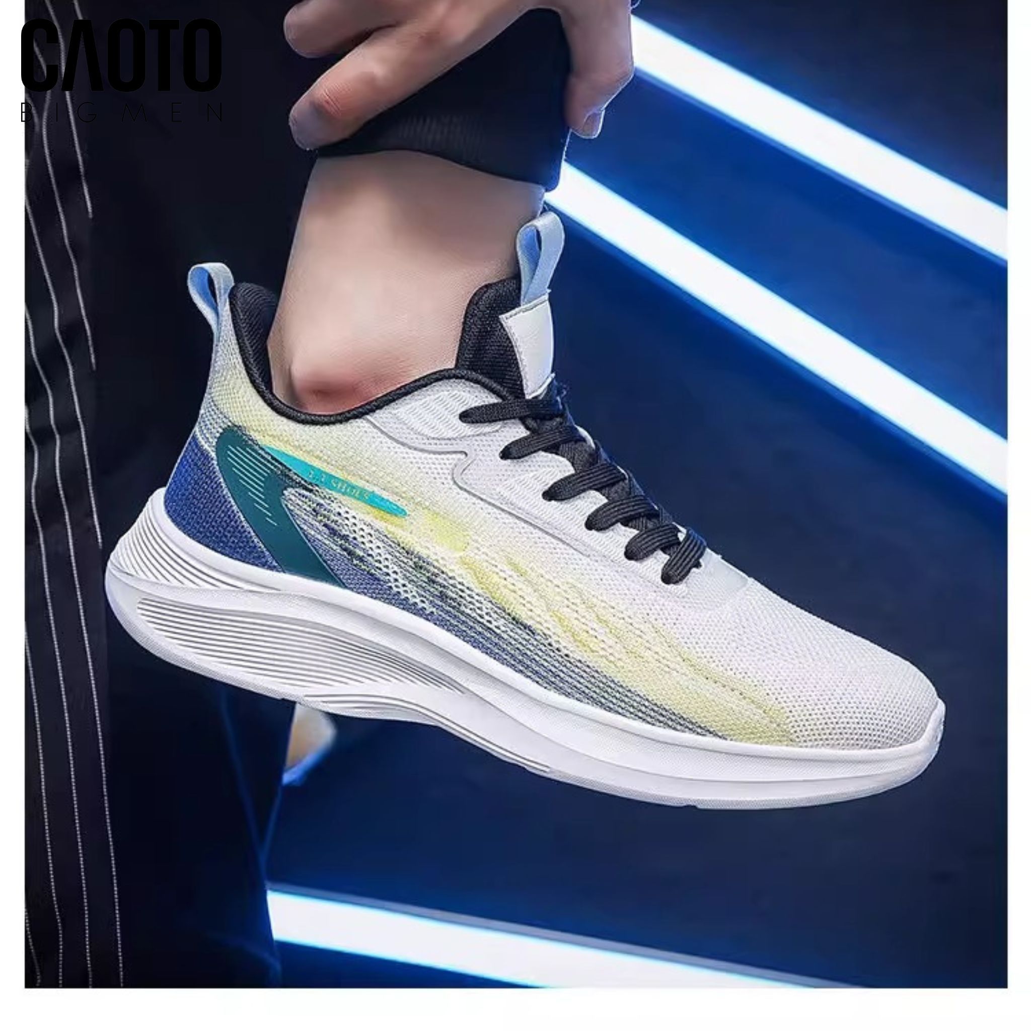  Giày Sneaker Nam Big Size Stratos Blue Yellow Thoáng Khí Size 45-50 