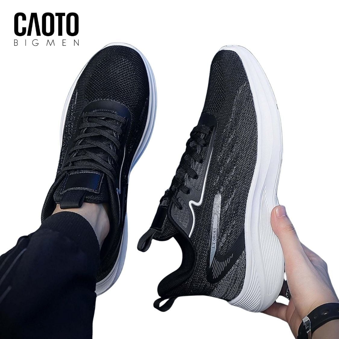  Giày Sneaker Nam Big Size Stratos Full Black Thoáng Khí Thể Thao Size 45–50 