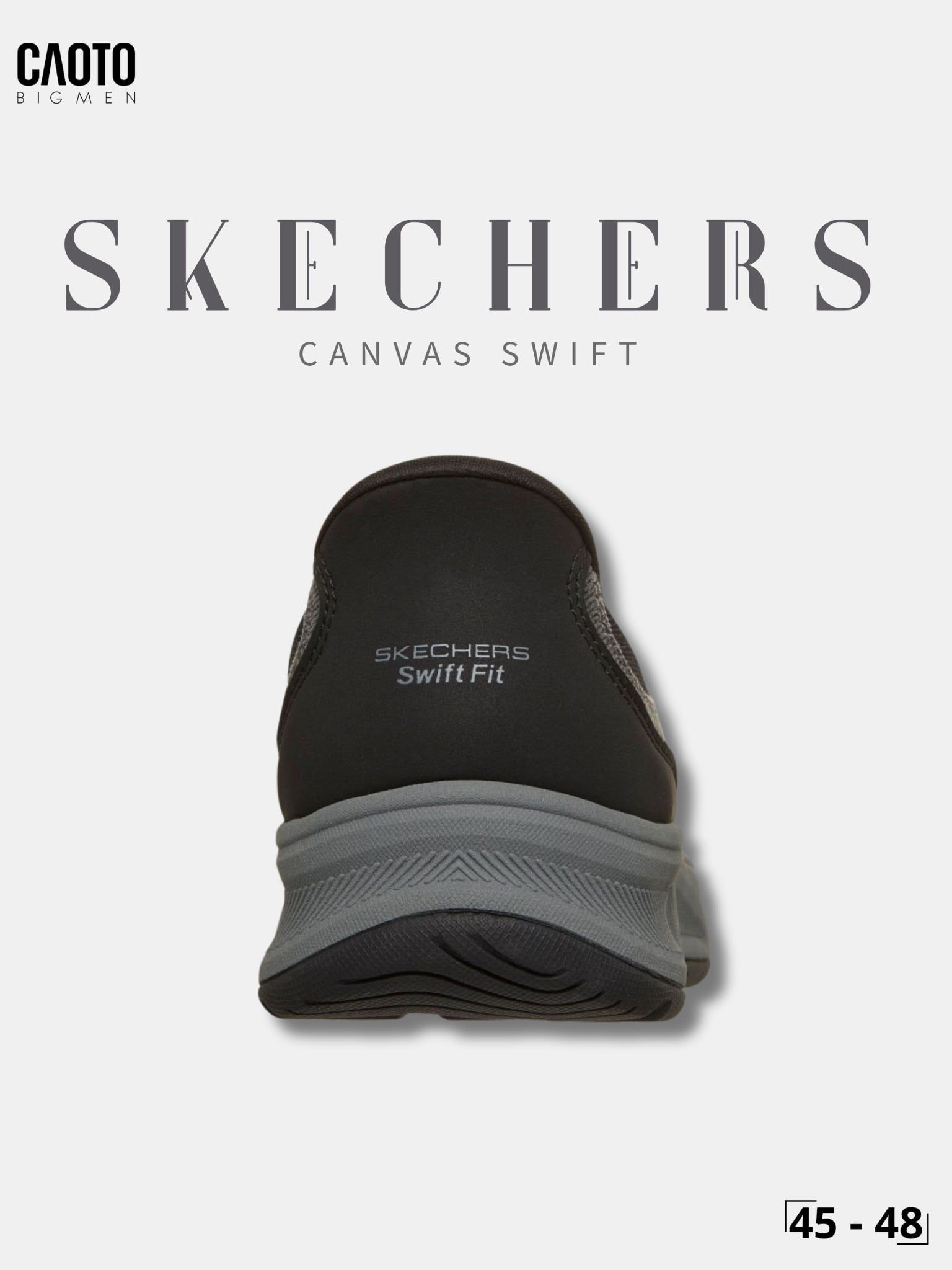  Giày Sneaker Nam Big Size Skechers Canvas Swift Fit Low Black Êm Chân Size 45 - 48 