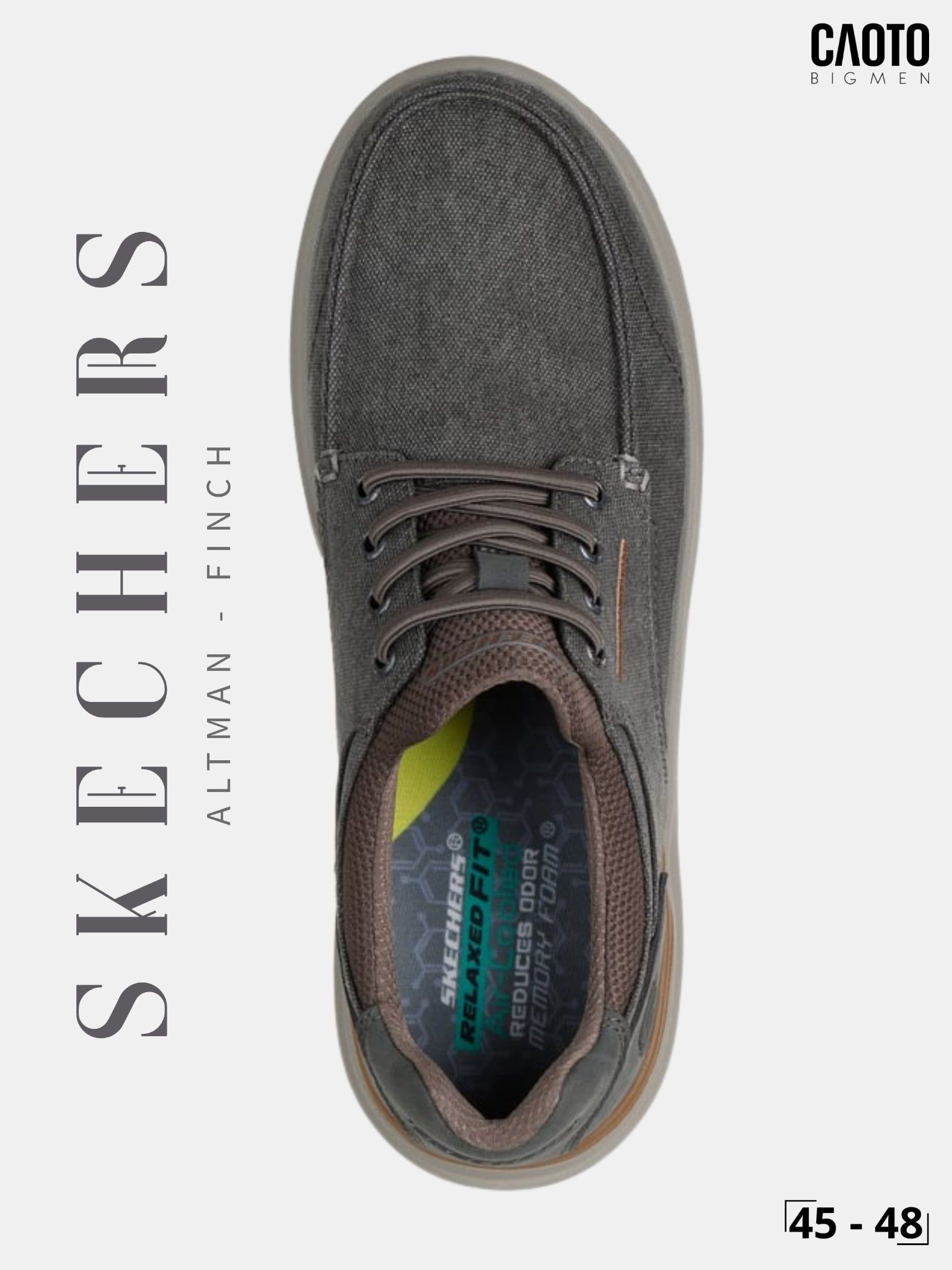  Giày Lười Nam Big Size Skechers Relaxed Fit Altman Finch Dark Taupe Êm Chân Size 45 - 48 