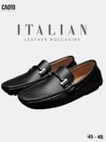  Giày Lười Nam Big Size Italian Loafers Da Mềm Moccasin Nhẹ Chân Màu Đen Size 45 - 48 