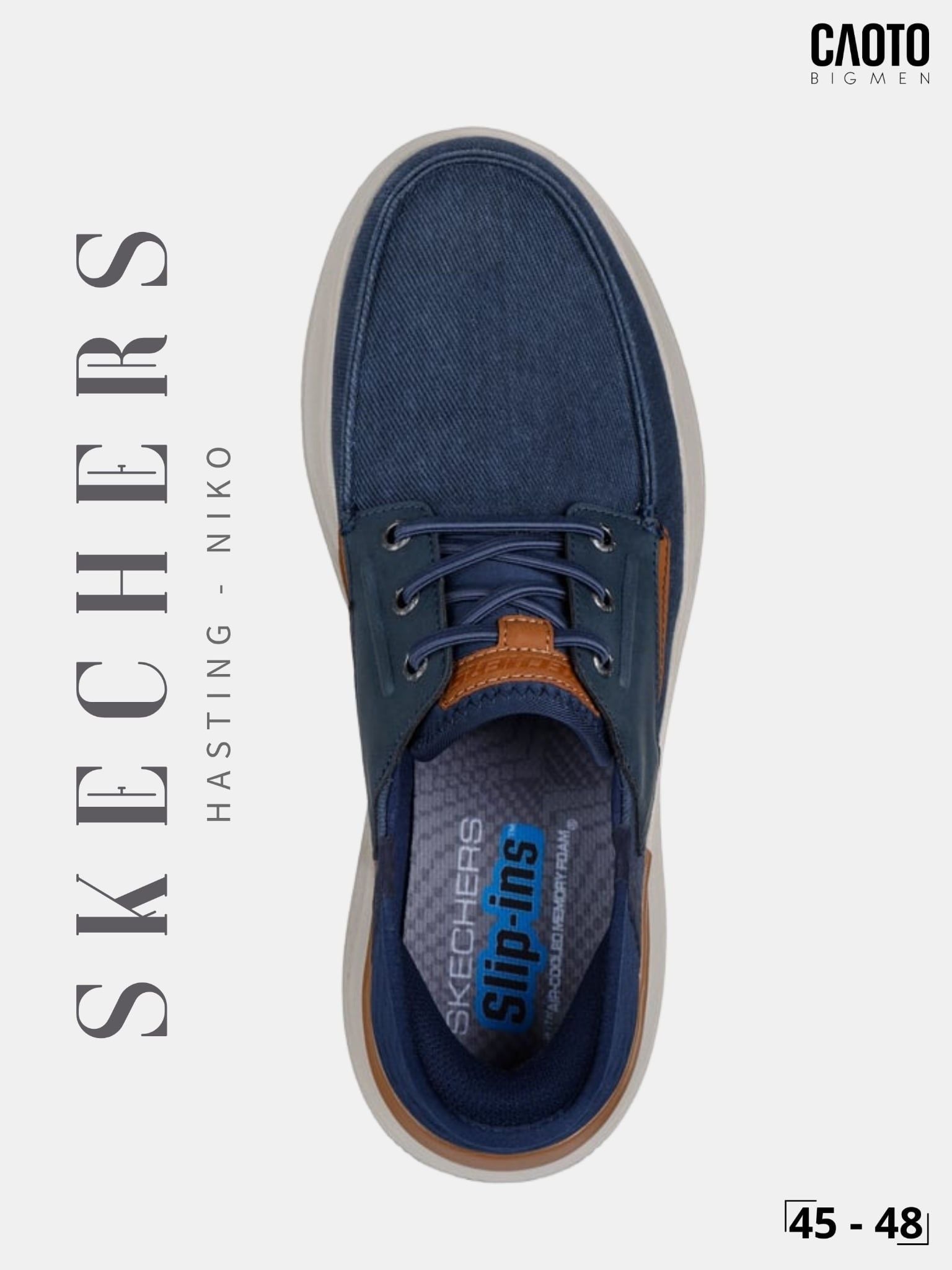  Giày Lười Nam Big Size Skechers Slip-ins Hasting Niko Navy Êm Chân Size 45 - 48 