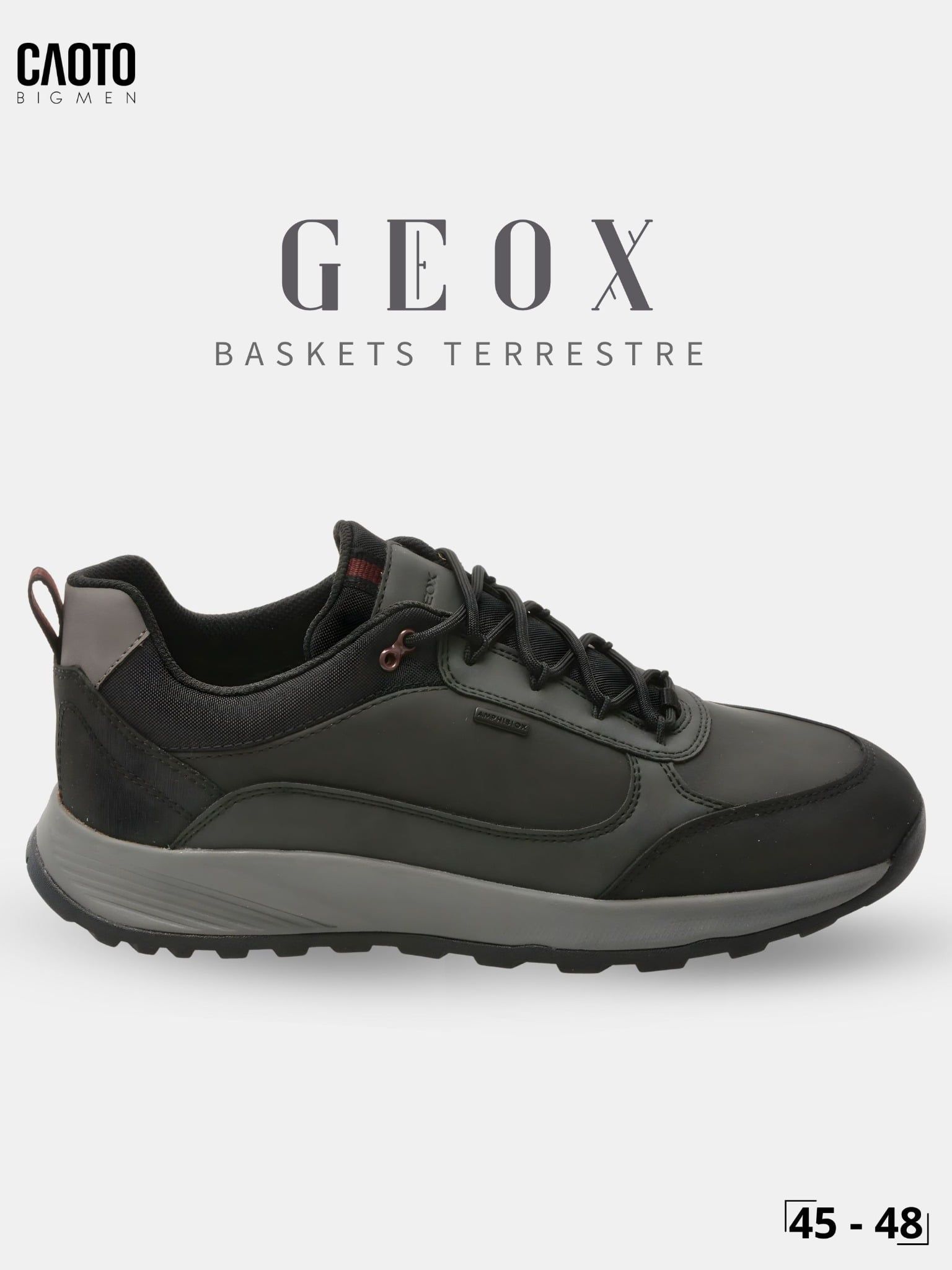  Giày Sneakers Nam Big Size Baskets - Terrestre Geox Dark Grey Thoáng Khí Size 45 - 48 