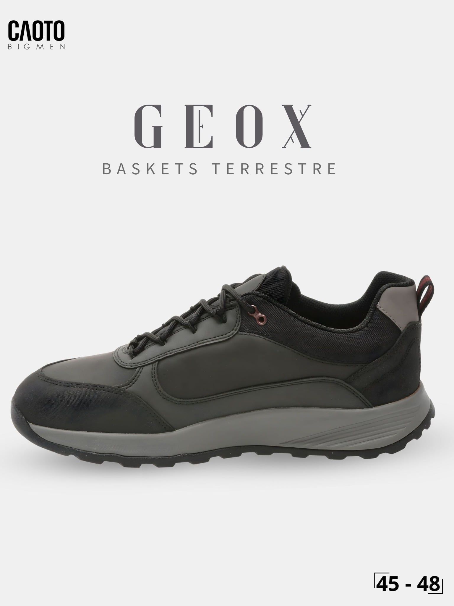  Giày Sneakers Nam Big Size Baskets - Terrestre Geox Dark Grey Thoáng Khí Size 45 - 48 
