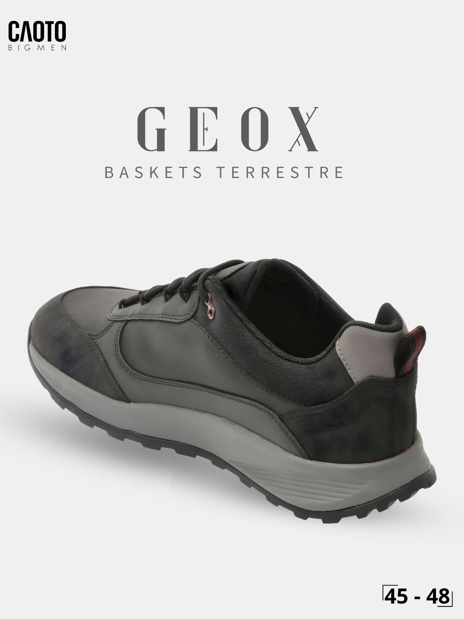  Giày Sneakers Nam Big Size Baskets - Terrestre Geox Dark Grey Thoáng Khí Size 45 - 48 