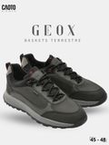  Giày Sneakers Nam Big Size Baskets - Terrestre Geox Dark Grey Thoáng Khí Size 45 - 48 
