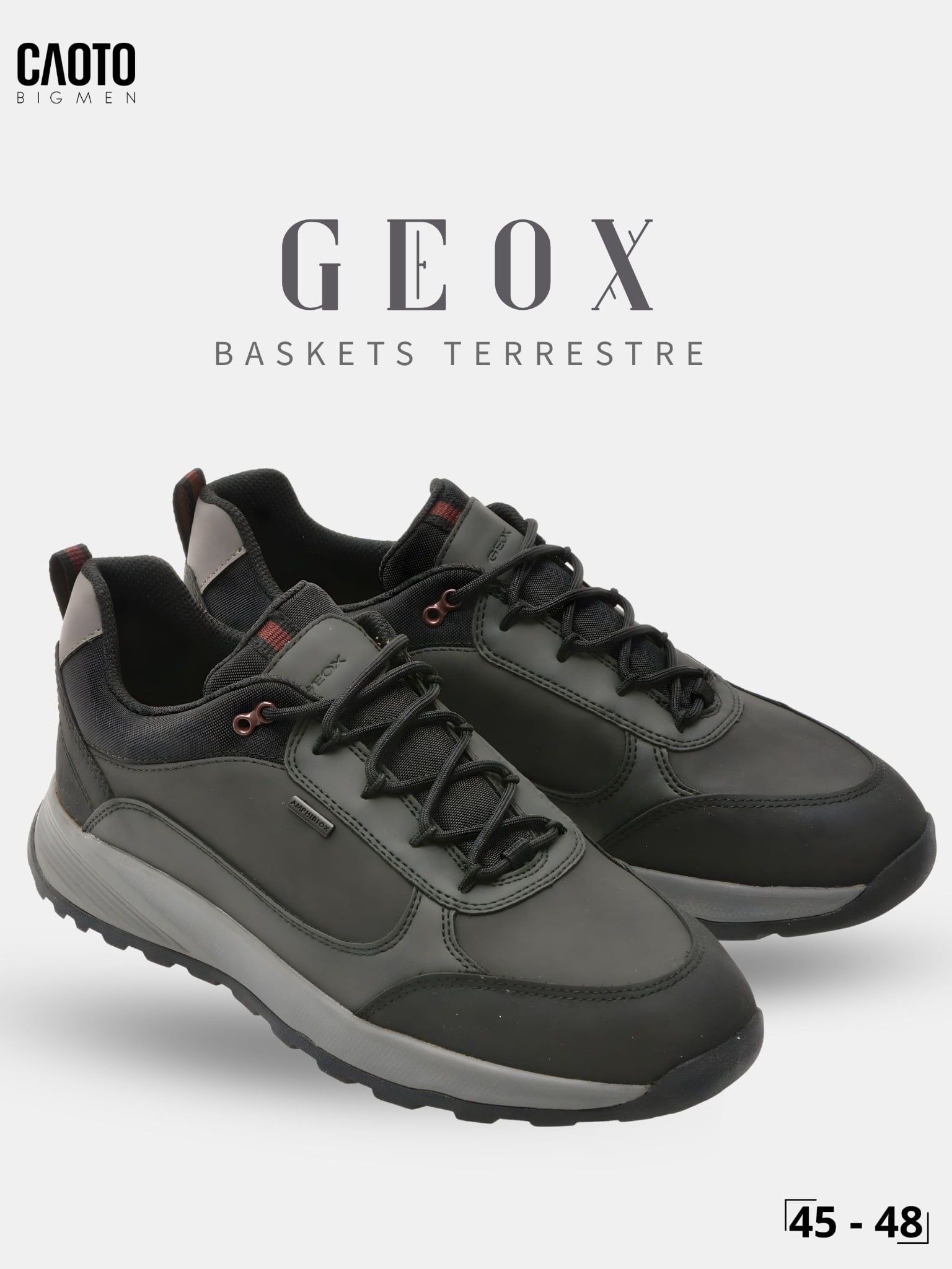  Giày Sneakers Nam Big Size Baskets - Terrestre Geox Dark Grey Thoáng Khí Size 45 - 48 