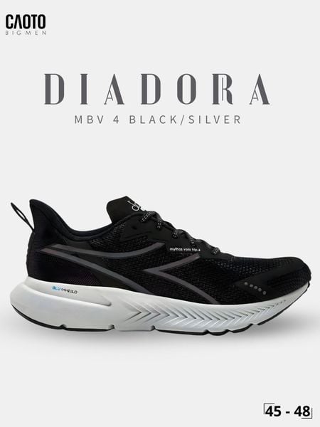 Giày chạy bộ nam big size Diadora Mythos màu đen bạc nam tính