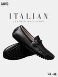 Giày Lười Nam Big Size Italian Loafers Da Mềm Moccasin Nhẹ Chân Màu Đen Size 45 - 48 