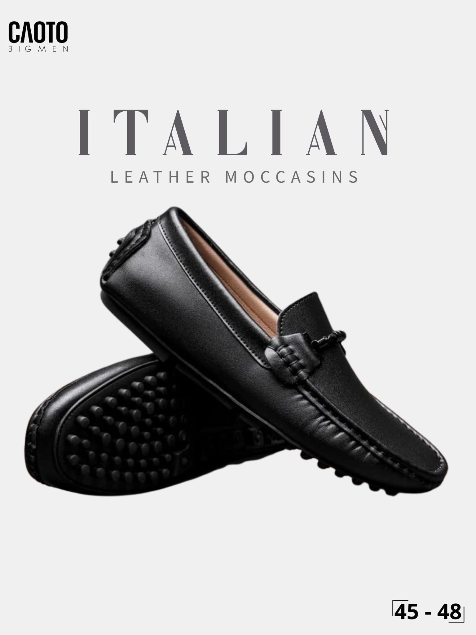  Giày Lười Nam Big Size Italian Loafers Da Mềm Moccasin Nhẹ Chân Màu Đen Size 45 - 48 