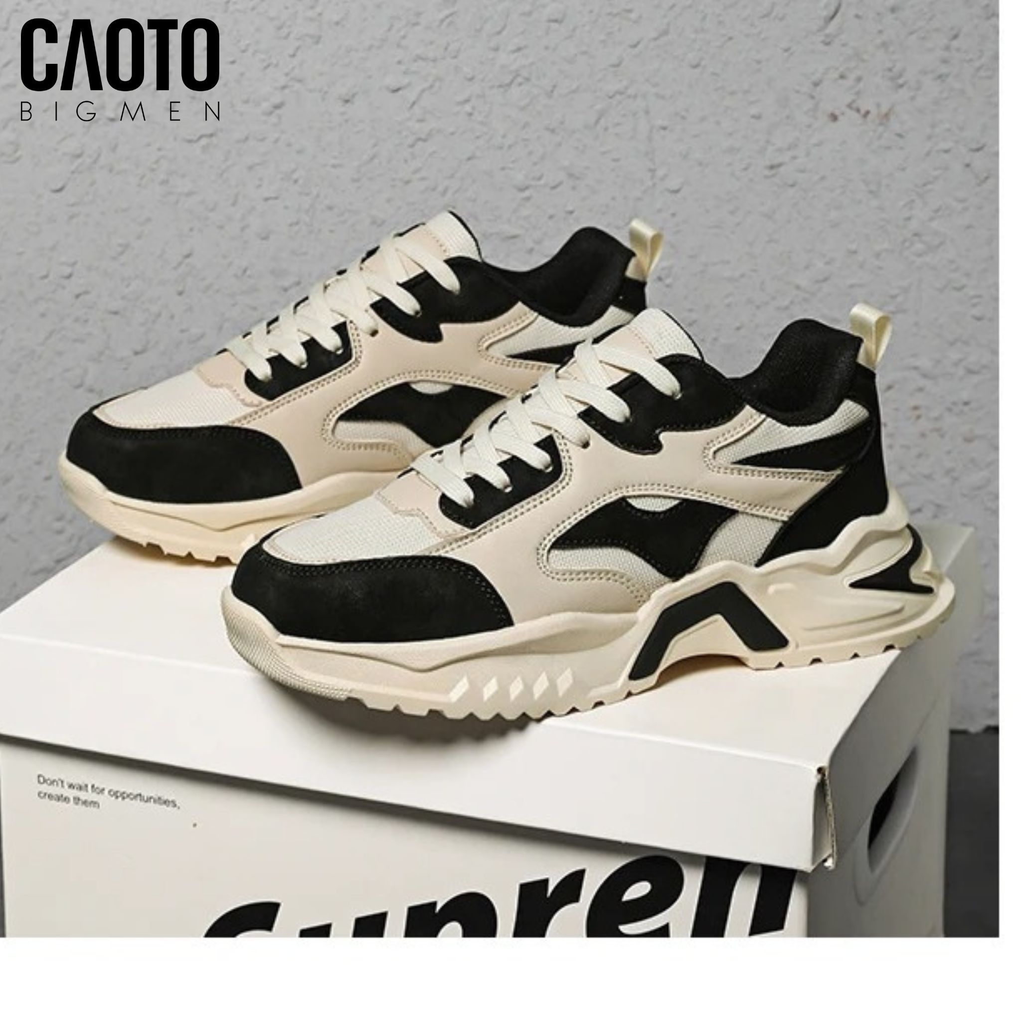  Giày Sneaker Nam Big Size Crusher Cream Black Êm Ái Cá Tính Size 45-47 