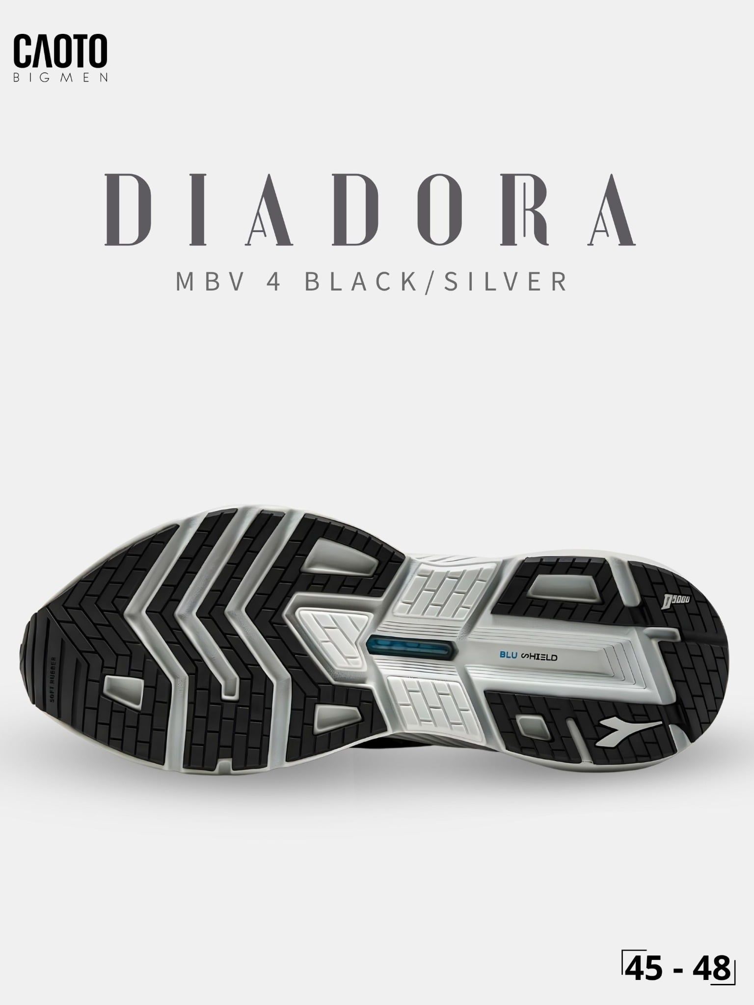 Giày Chạy Bộ Nam Big Size Diadora Mythos Blushield Volo 4 Black/silver Nhẹ, Bền Size 45 - 48 