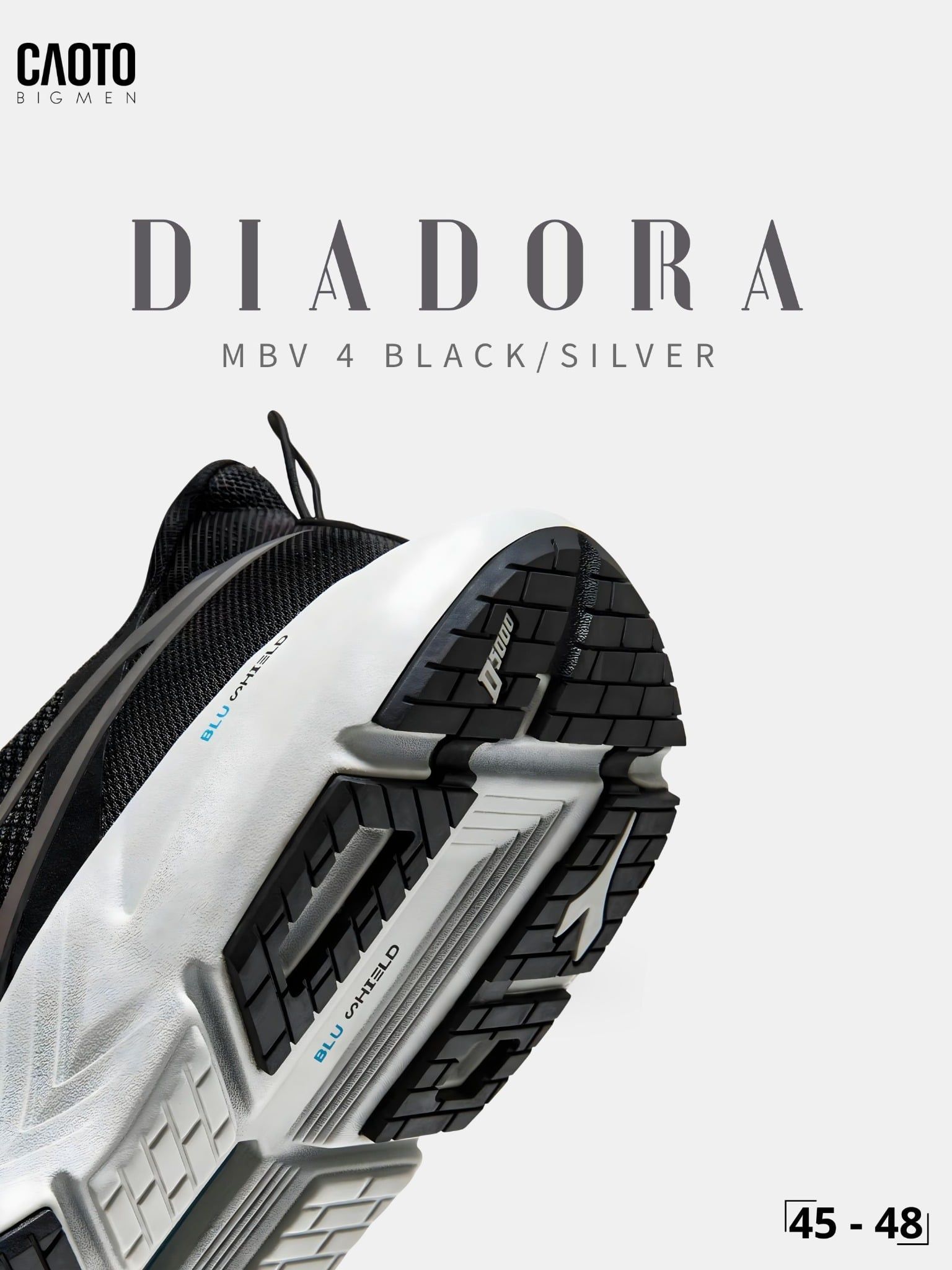  Giày Chạy Bộ Nam Big Size Diadora Mythos Blushield Volo 4 Black/silver Nhẹ, Bền Size 45 - 48 
