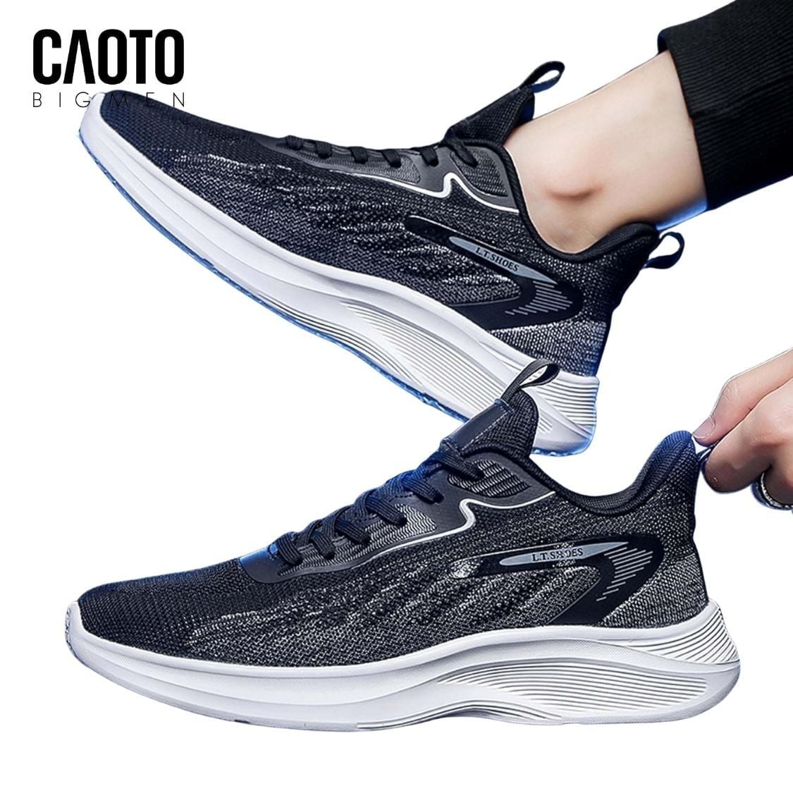  Giày Sneaker Nam Big Size Stratos Full Black Thoáng Khí Thể Thao Size 45–50 