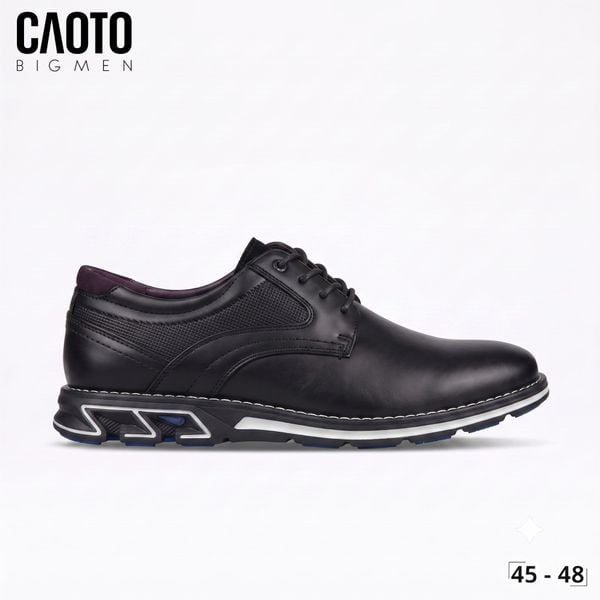  Giày Tây Mam Bigsize Oxford Derby Buộc Dây Da PU Êm Chân Đi Làm Công Sở Màu Đen Size 45 - 48 