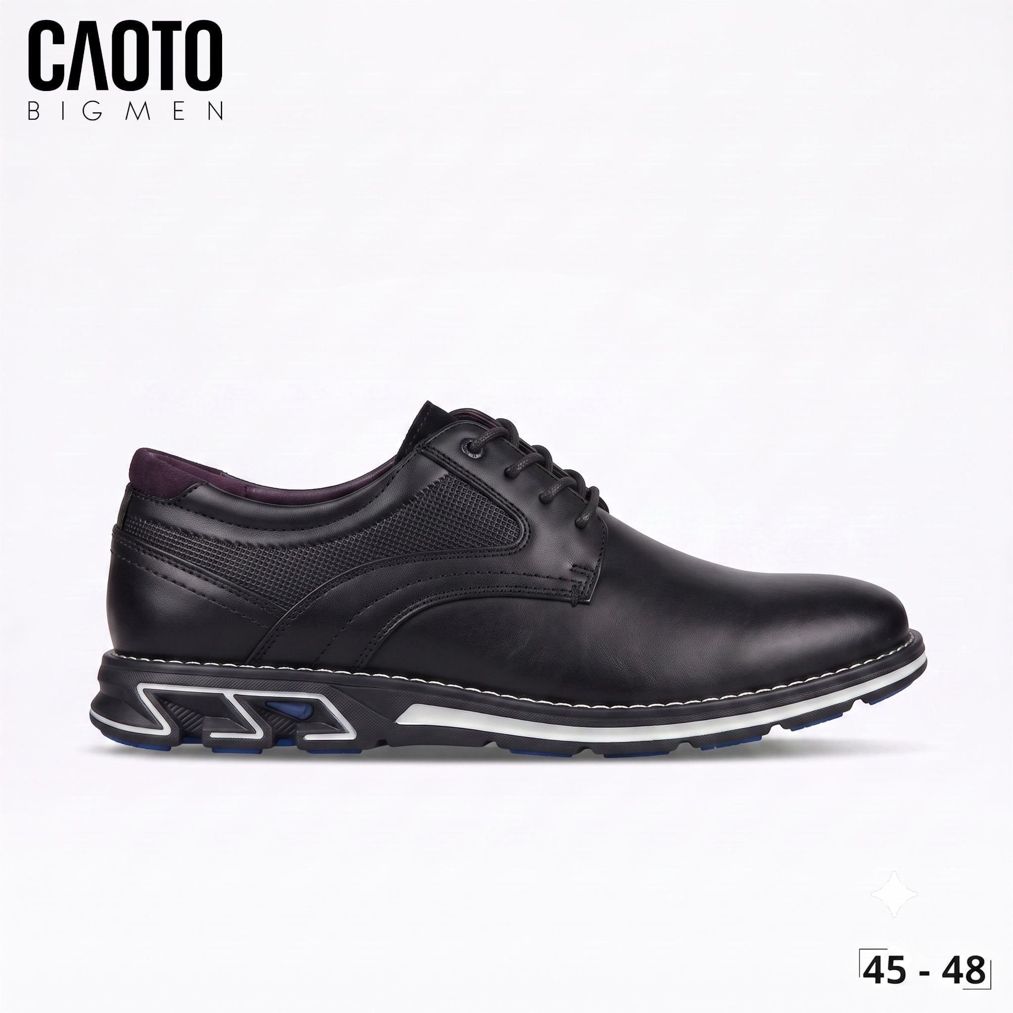  Giày Tây Mam Bigsize Oxford Derby Buộc Dây Da PU Êm Chân Đi Làm Công Sở Màu Đen Size 45 - 48 