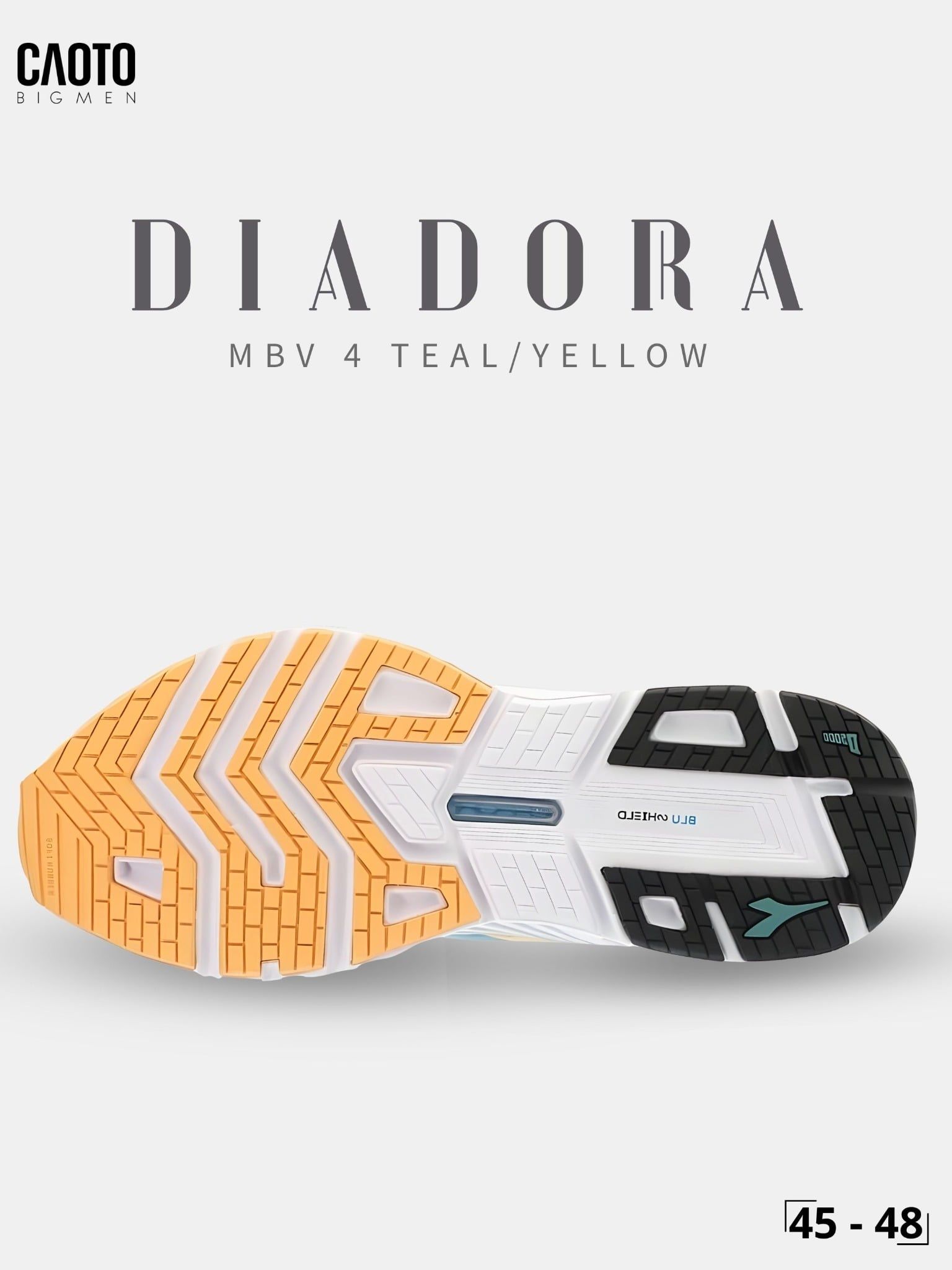  Giày Chạy Bộ Nam Big Size Diadora Mythos Blushield Volo 4 Teal/Yellow Nhẹ, Bền Size 45 - 48 