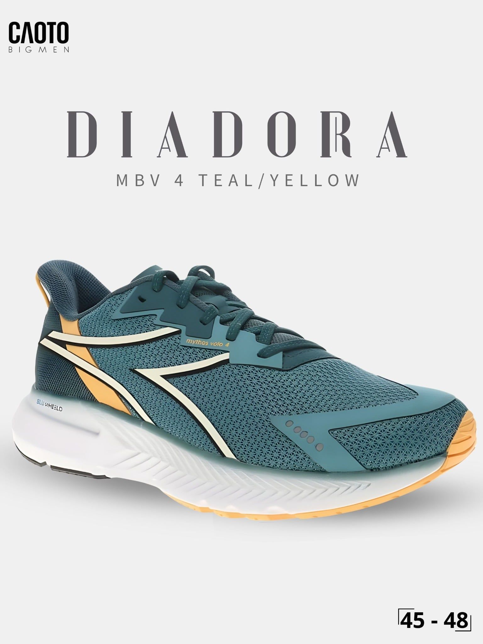  Giày Chạy Bộ Nam Big Size Diadora Mythos Blushield Volo 4 Teal/Yellow Nhẹ, Bền Size 45 - 48 