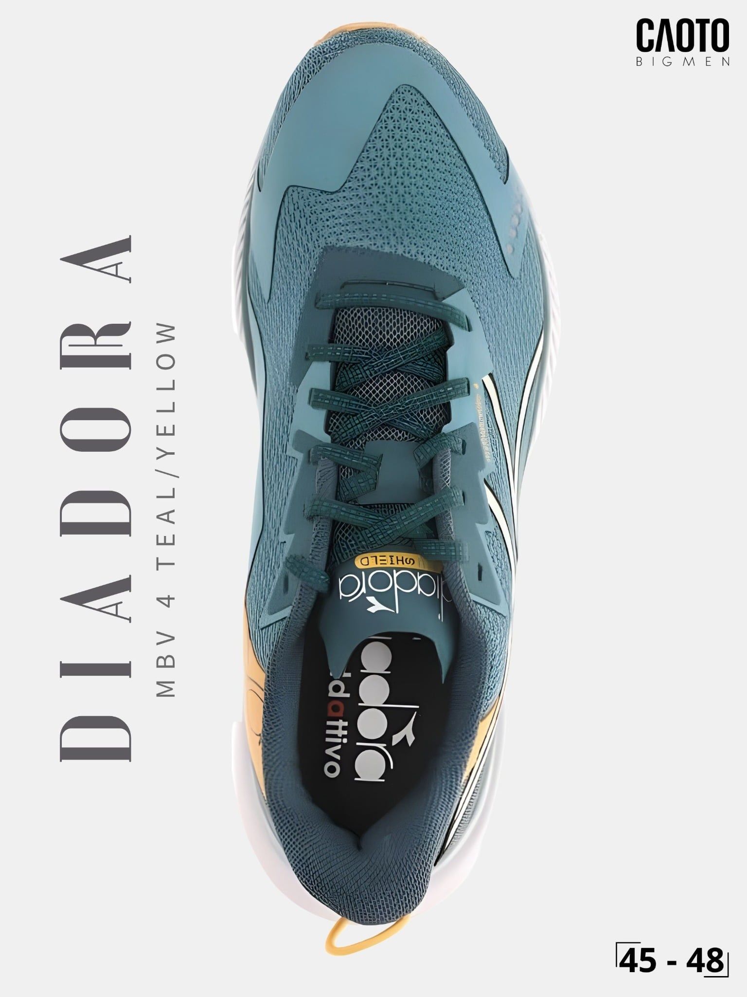  Giày Chạy Bộ Nam Big Size Diadora Mythos Blushield Volo 4 Teal/Yellow Nhẹ, Bền Size 45 - 48 