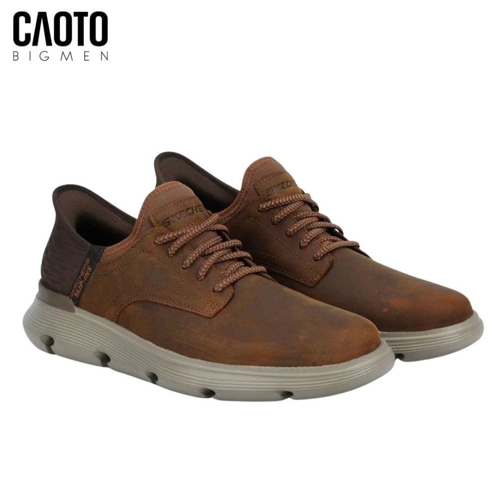  Giày Thể Thao Nam Big Size Garza Gervin – Skechers Nâu Da Bò Slip-ins Dễ Mang Size 45–50 