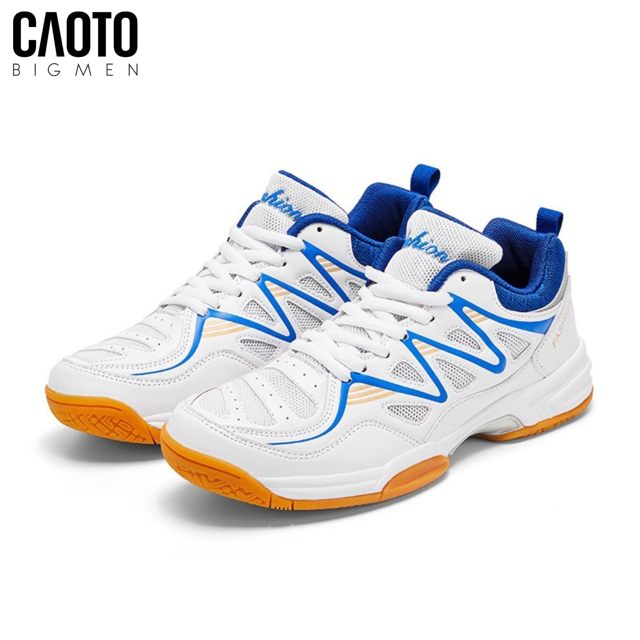  Giày Cầu Lông Nam Big Size Smash White Blue Đế Bám Sân Chắc Chắn Size 45-48 