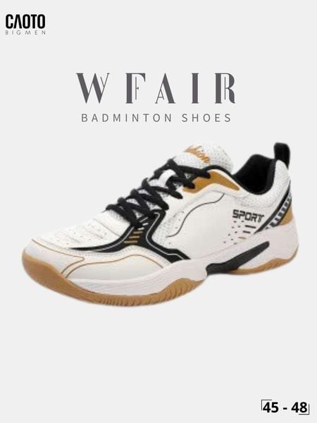  Giày Cầu Lông Nam Big Size WFAIR All Court Omni Court Đệm Êm Thể Thao Trắng Đen Size 45 - 48 