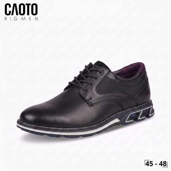  Giày Tây Mam Bigsize Oxford Derby Buộc Dây Da PU Êm Chân Đi Làm Công Sở Màu Đen Size 45 - 48 