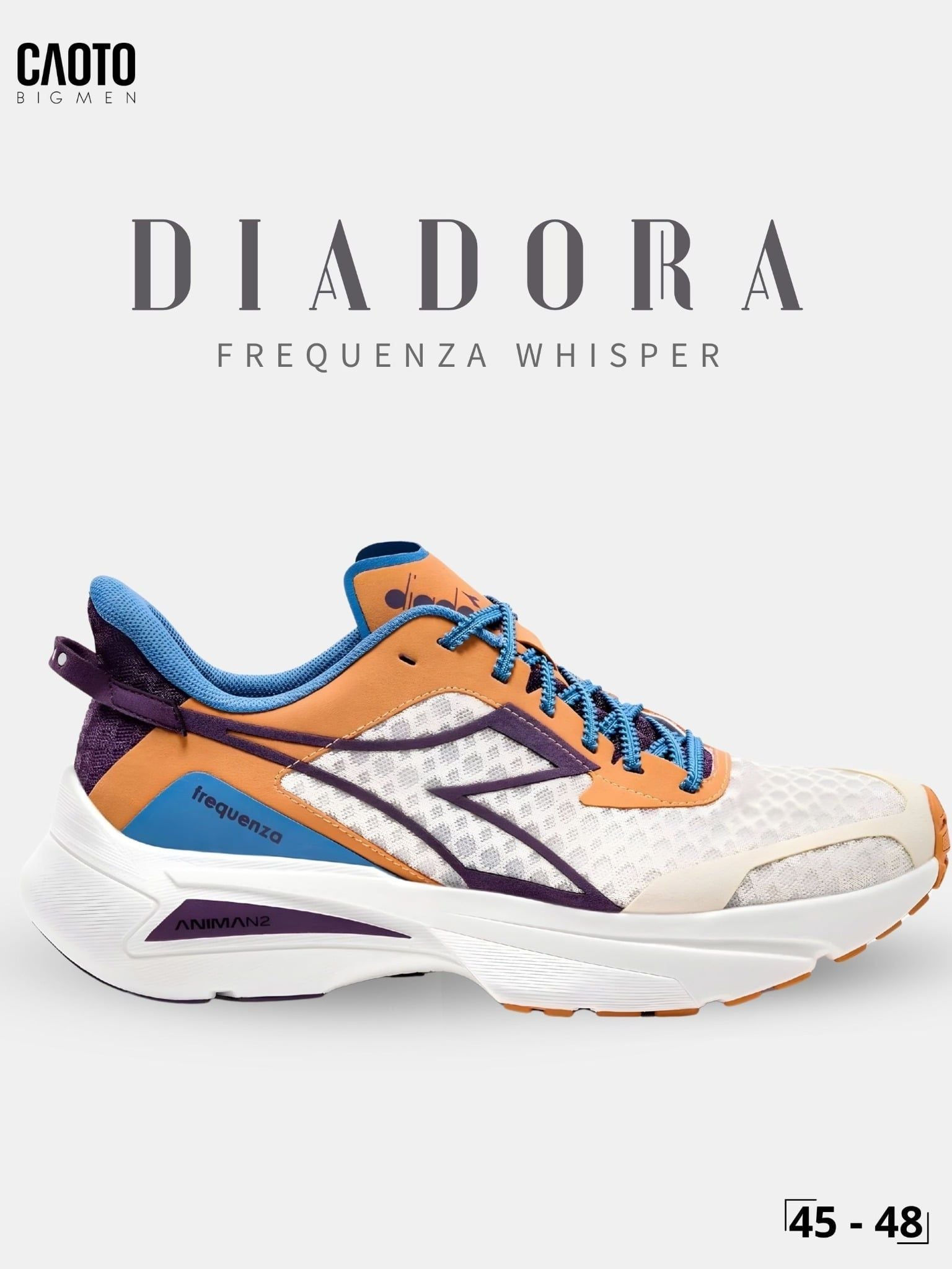  Giày Chạy Bộ Nam Big Size Frequenza Whisper Off-White Orange Blue Nhẹ, Bền Size 45 - 48 