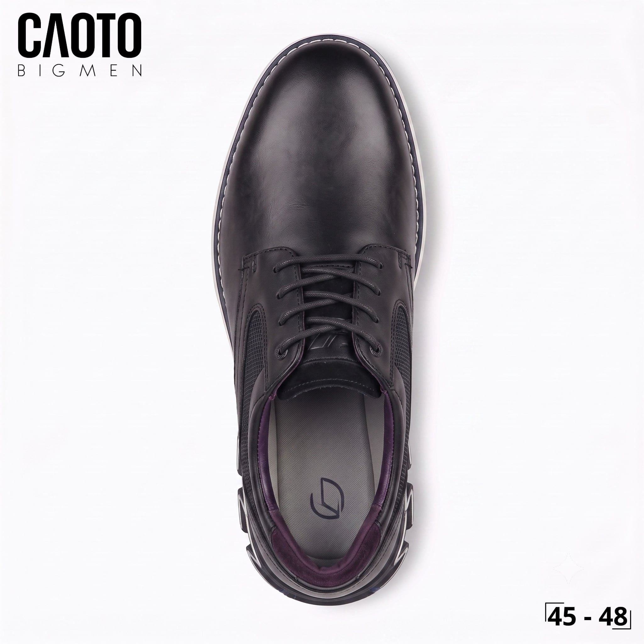  Giày Tây Mam Bigsize Oxford Derby Buộc Dây Da PU Êm Chân Đi Làm Công Sở Màu Đen Size 45 - 48 