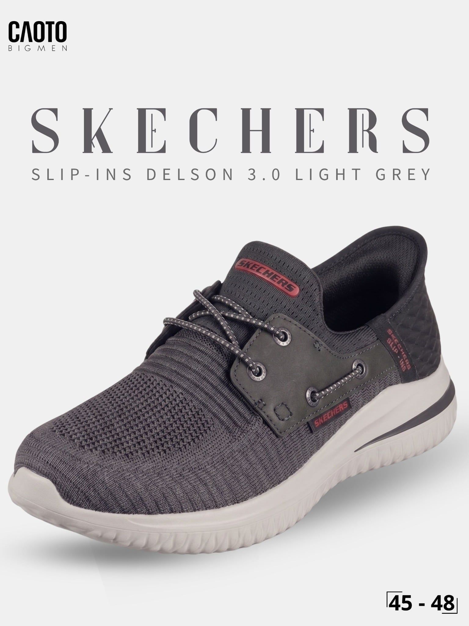  Giày Sneaker Nam Big Size Skecher Slip-ins Delson 3.0 - Canvas Casual Light Grey Size 45–50 