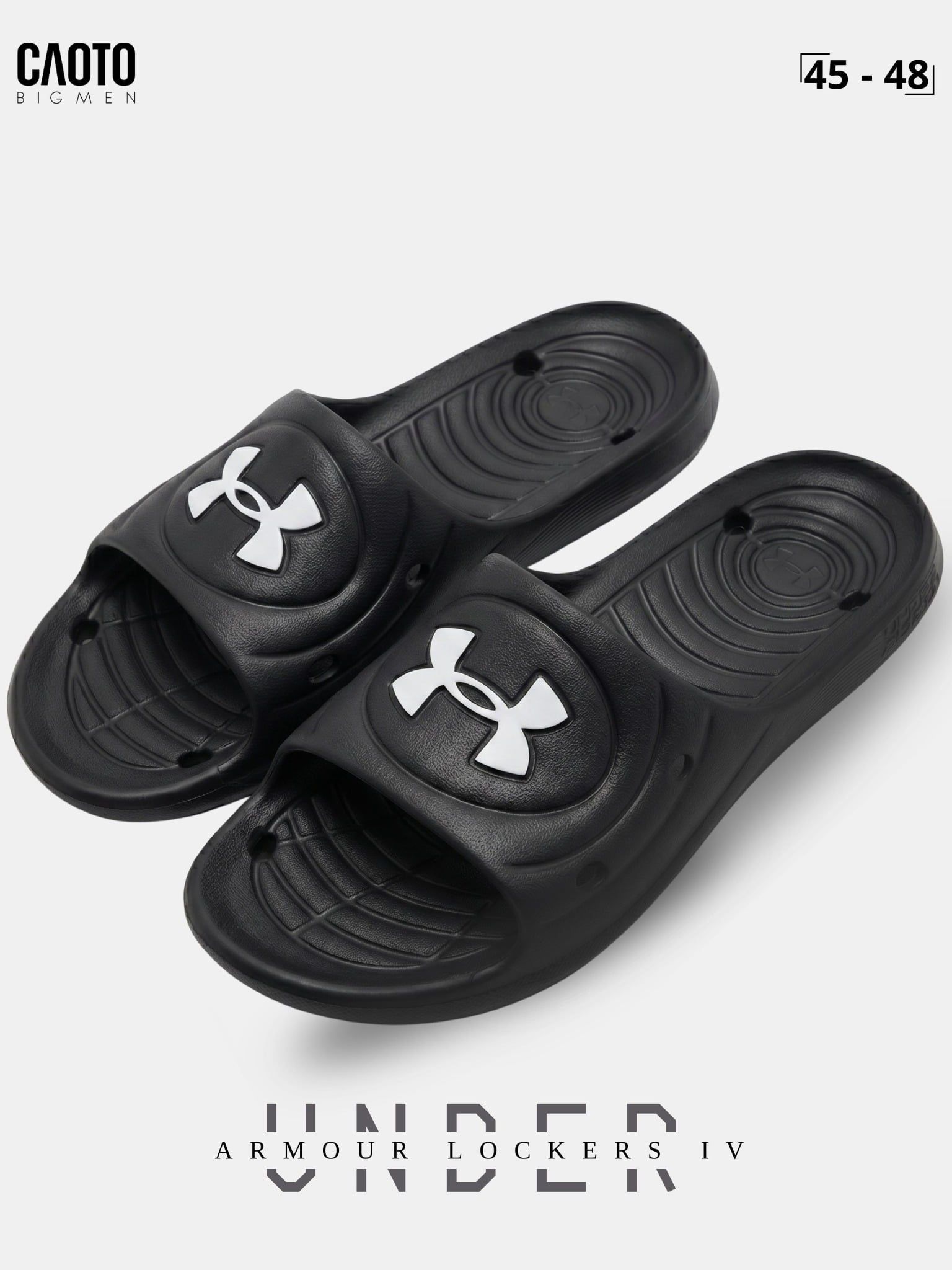  Dép Đúc Quai Ngang Nam Big Size Under Armour - Lockers IV Đi Biển Black Size 45 -48 