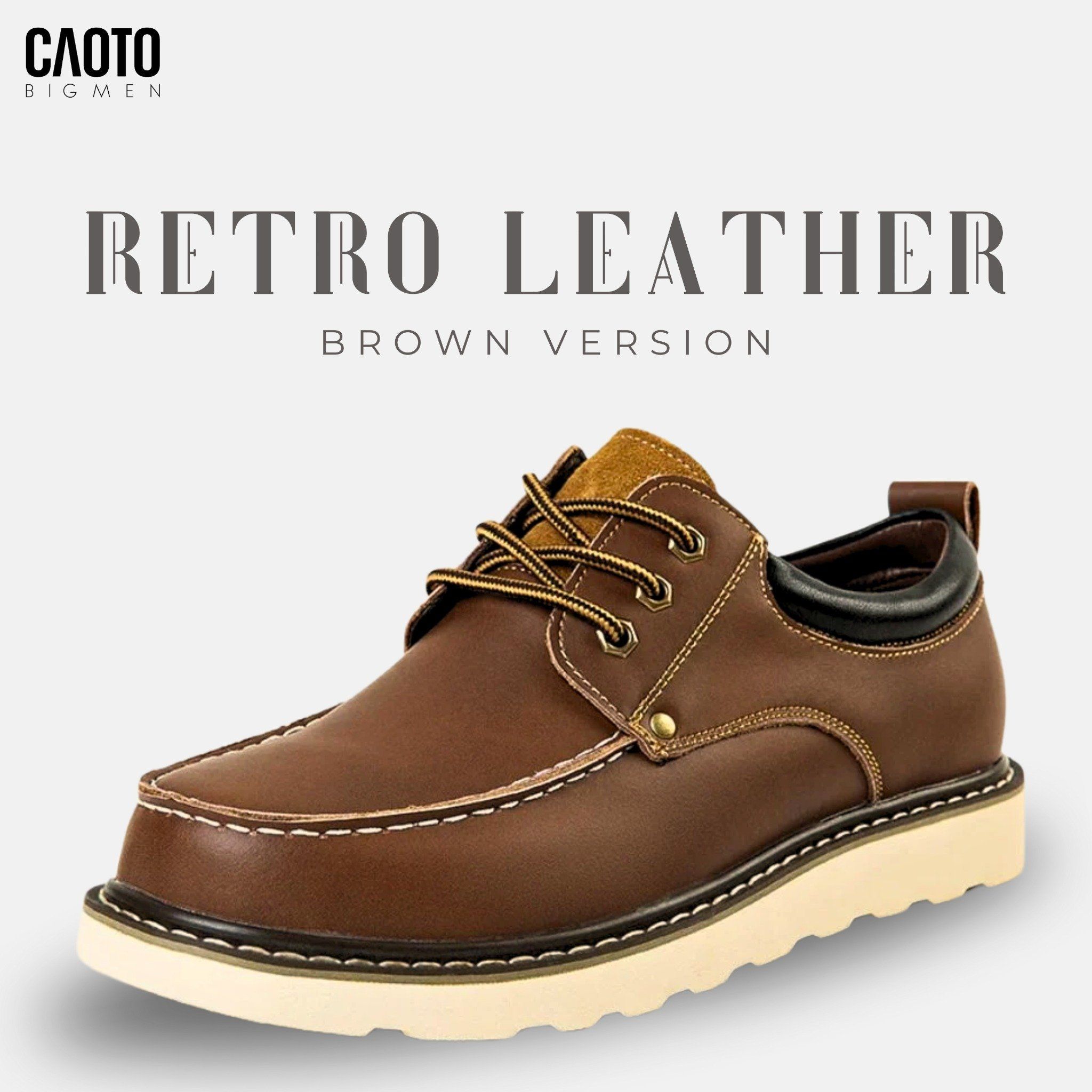  Giày Thời Trang Retro Leadther Brown Big Size 