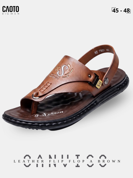  Giày Sandal Xỏ Ngón Nam Big Size Oanviso - A Grey Da Pu Sang Trọng Size 45 - 48 