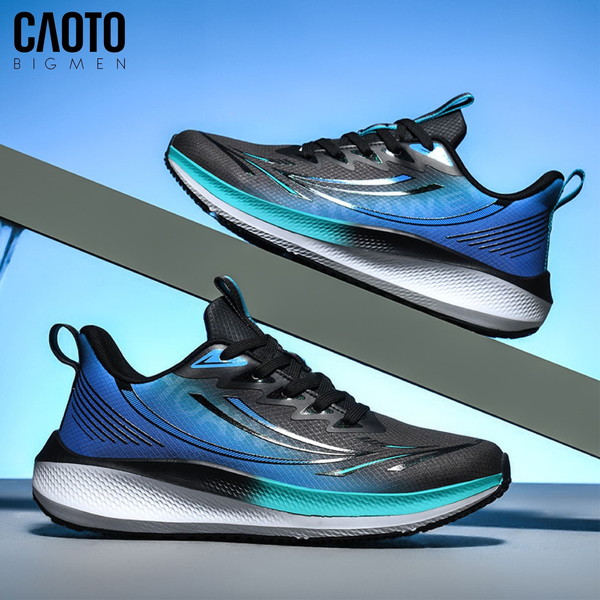  Giày Chạy Bộ Nam Big Size Hoawei Black & Blue Ôm Chân Vừa Vặn Size 45–48 